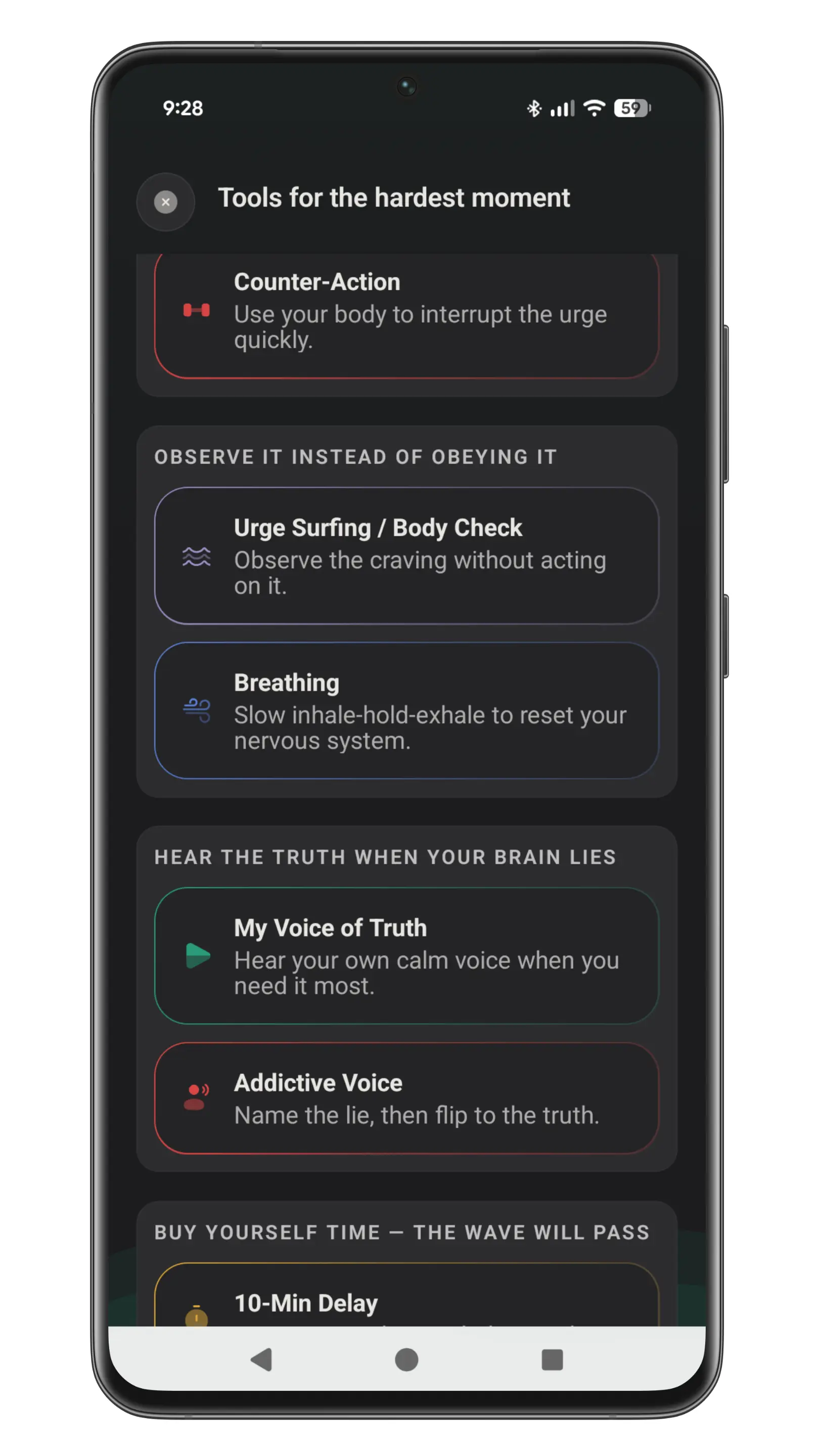 Craving Toolkit app — real tools for real cravings